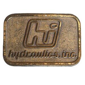 Hydraulics Inc Belt Buckle Vintage Distressed Advertising Western Wear Cowboy